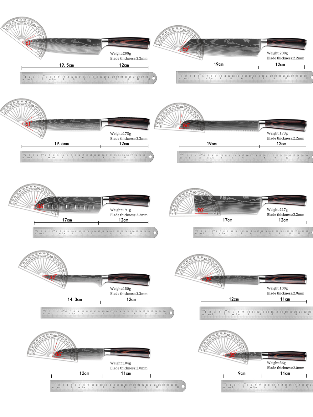 Zestaw noży szefa kuchni 1-8 S – Commercial Kitchen Knife Holder recenzja i cena